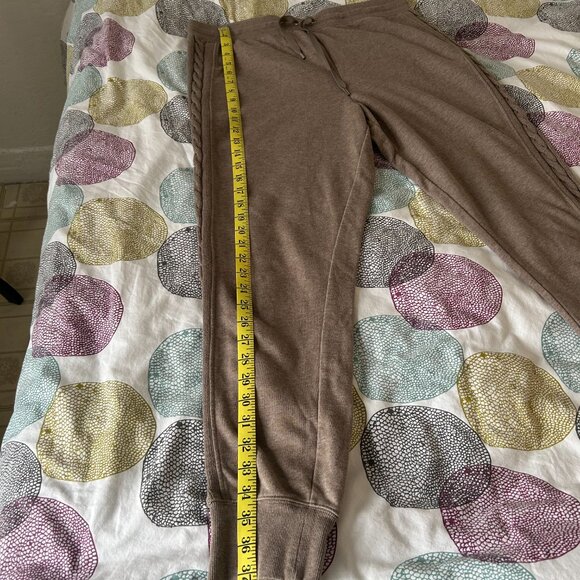 Lauren Ralph Lauren Taupe Cable Knit Side Stripe Womens Track Pants/Joggers L - Picture 2 of 9